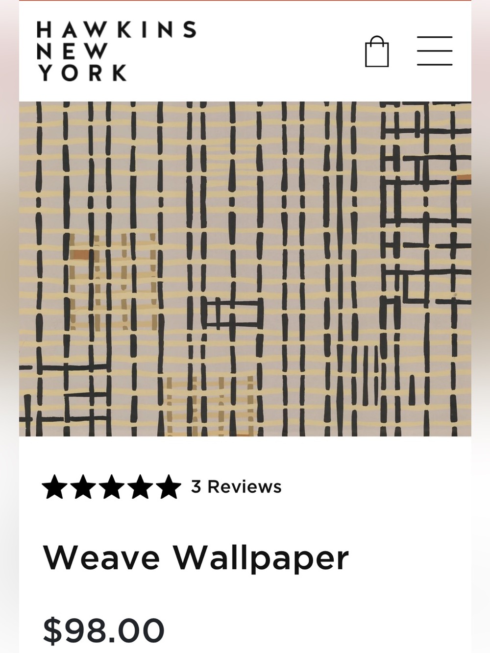 NEW Hawkins New York Weave Wallpaper — Beige and Black